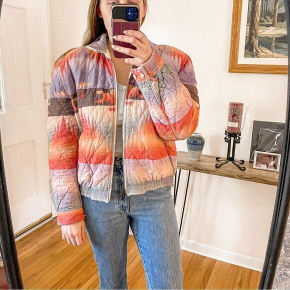 Ralph Lauren Vintage Reversible Quilted Jacket Aztec Floral - Picture 13 of 13